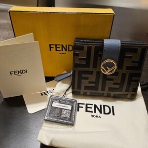 Fendi Blue Wallet with Gold Accent